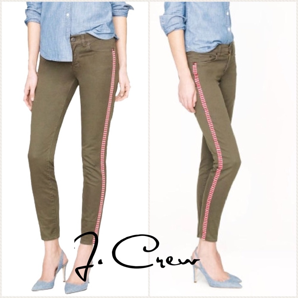 J.Crew fatigue toothpick jeans, tuxedo stripe 27